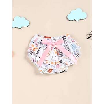 Menglang My 1st Easter Outfit Newborn Baby Girl Bunny Letters Romper Ruffle Floral Shorts Set