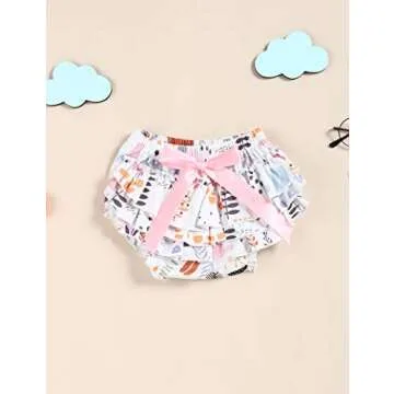 Menglang My 1st Easter Outfit Newborn Baby Girl Bunny Letters Romper Ruffle Floral Shorts Set