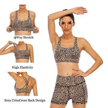 OUYISHANG Yoga Bra,Strappy Sports Bra,Workout Bras for Women,Leopard Sports Bra,Sports Bras for Women High Support Running BraY025-yellow Leopard-L