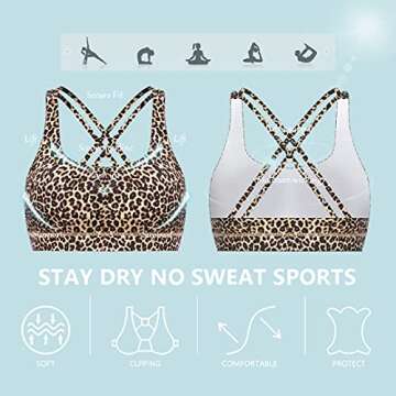 OUYISHANG Yoga Bra,Strappy Sports Bra,Workout Bras for Women,Leopard Sports Bra,Sports Bras for Women High Support Running BraY025-yellow Leopard-L