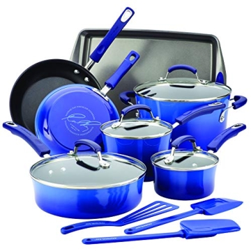 Rachael Ray 14-Piece Brights Nonstick Cookware Set - Blue Gradient