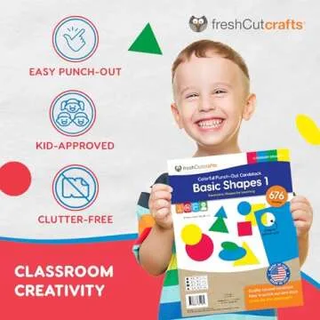 Basic Shapes 1: Circles, Triangles, Squares, Ovals, 676 Pieces US Made Card Stock Punch Out Geometric Shapes in 3 Sizes and 4 PRIMARY Colors for Math, Pattern Play and DIY Crafting