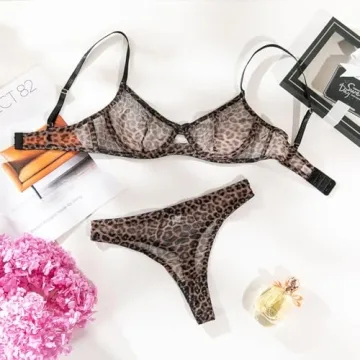 Lilosy Sexy Mesh Sheer Underwire Push Up Lingerie Set