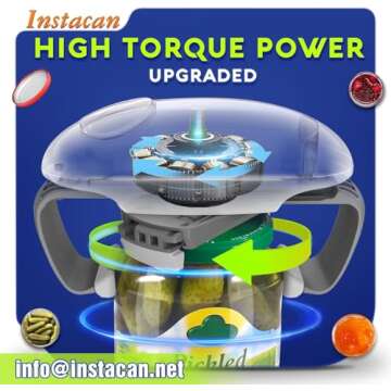 Higher Torque and One Touch Electric Jar Opener Easy Remove Almost Size Lid with Auto-Off, Powerful ...
