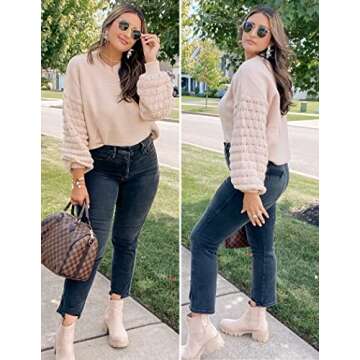 HOTOUCH Women’s Cozy Crew Neck Sweater for Fall