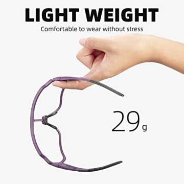 ROCKBROS Photochromic Sunglasses for Men Women Cycling Sunglasses Safety Sport Sunglasses UV Protection Transitions Sunglasses Driving Fishing Cycling Outdoor Sports Purple
