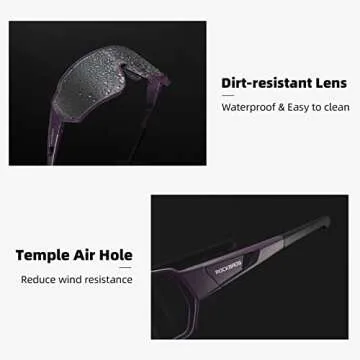 ROCKBROS Photochromic Sunglasses for Men Women Cycling Sunglasses Safety Sport Sunglasses UV Protection Transitions Sunglasses Driving Fishing Cycling Outdoor Sports Purple