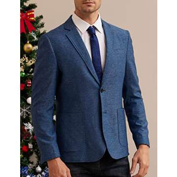 Mens Stretchy Knit Blazer Sports Coats Classic Fit Lined Business Work Jacket for Work Denim Blue XXL
