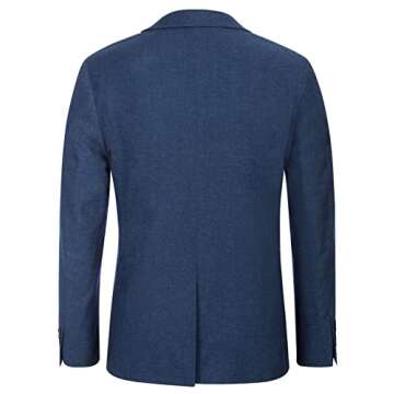 Mens Stretchy Knit Blazer Sports Coats Classic Fit Lined Business Work Jacket for Work Denim Blue XXL