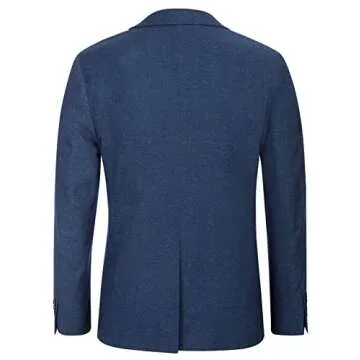 Mens Stretchy Knit Blazer Sports Coats Classic Fit Lined Business Work Jacket for Work Denim Blue XXL