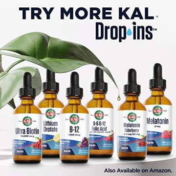 KAL D3 K2 DropIns 125 mcg / 500 mcg Liquid Vitamin D3 K2 Drops, Bone Health, Heart Health and Immune Support Supplement, Natural Citrus Flavor, 60-Day Money Back Guarantee, Approx. 59 Serv, 2 FL OZ