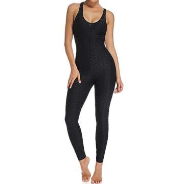 KIWI RATA Black One Piece Jumpsuits for Women - Sexy Backless Workout Rompers