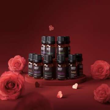 Lagunamoon 10-Pack Organic Essential Oils Set, 10mL, Top 10 Scents for Aromatherapy, Massage, Candle...
