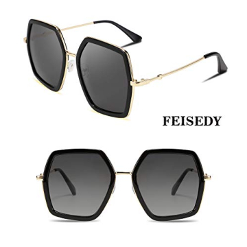 FEISEDY Retro Square Sunglasses Women UV400 Protection