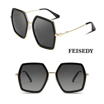 FEISEDY Retro Square Sunglasses Women UV400 Protection