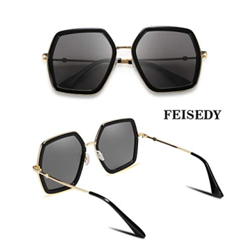 FEISEDY Retro Square Sunglasses Women UV400 Protection