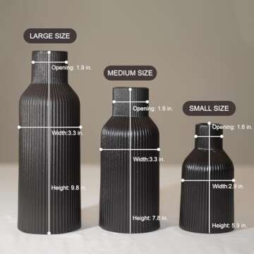 TrendEcoHome Black Ceramic Vases Set of 3,Farmhouse Decor, Home Decor, Pampas Grass Vases for Kitchen, Bedroom, Office, Living Room, Bathroom, Wedding, Entryway, Table Centerpieces, Gifts Women Mom