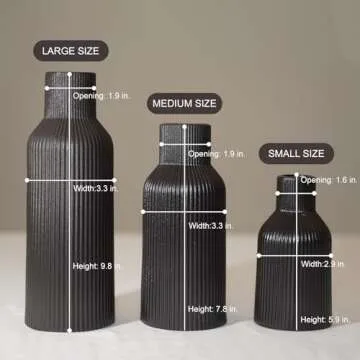 TrendEcoHome Black Ceramic Vases Set of 3,Farmhouse Decor, Home Decor, Pampas Grass Vases for Kitchen, Bedroom, Office, Living Room, Bathroom, Wedding, Entryway, Table Centerpieces, Gifts Women Mom