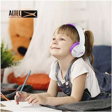 Altec Lansing Kid Safe Noise Cancelling Wireless Headphones 15H Battery, 85dB Volume Limit, Foldable Design Powerful Sound, Active Noise Cancellation Perfect for Kids Ages 7+