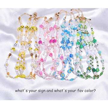 Beaded Necklace Virgo Necklace Virgo Zodiac Gifts for Women Bead Necklace Choker Y2K Trendy Pink Pea...