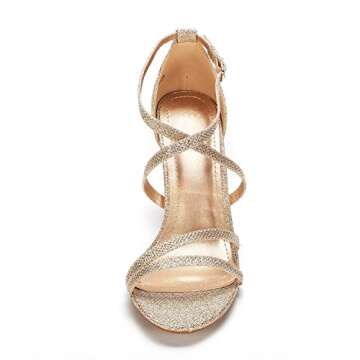 Gigi Open Toe Heels - Stylish Gold Glitter Stilettos