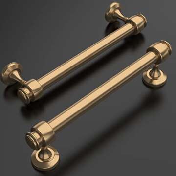 Amerdeco 10 Pack Dark Champagne Bronze Cabinet Pulls 5 Inch Hole Centers, 6 Inch Length Handles for Kitchen Cabinet Hardware,Solid Cabinet Handles for Bathroom Drawer Handles IH0005…