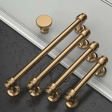 Amerdeco 10 Pack Dark Champagne Bronze Cabinet Pulls 5 Inch Hole Centers, 6 Inch Length Handles for Kitchen Cabinet Hardware,Solid Cabinet Handles for Bathroom Drawer Handles IH0005…