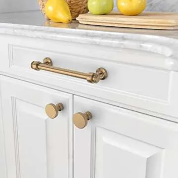 Amerdeco 10 Pack Dark Champagne Bronze Cabinet Pulls 5 Inch Hole Centers, 6 Inch Length Handles for Kitchen Cabinet Hardware,Solid Cabinet Handles for Bathroom Drawer Handles IH0005…