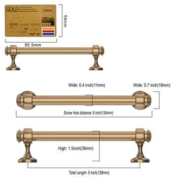 Amerdeco 10 Pack Dark Champagne Bronze Cabinet Pulls 5 Inch Hole Centers, 6 Inch Length Handles for Kitchen Cabinet Hardware,Solid Cabinet Handles for Bathroom Drawer Handles IH0005…