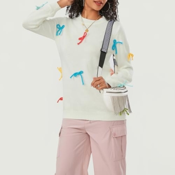 Trendy Women's Bow Sweater - Chic & Cozy Knitwear