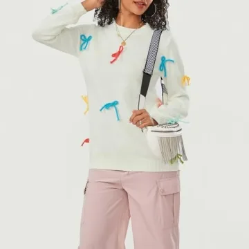 Trendy Women's Bow Sweater - Chic & Cozy Knitwear