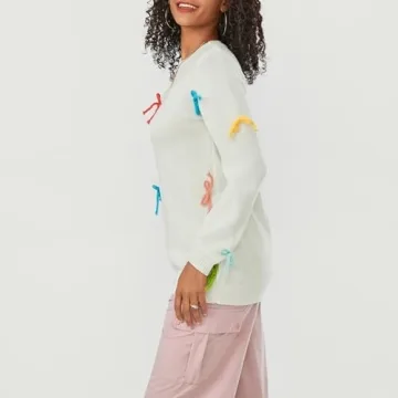 Trendy Women's Bow Sweater - Chic & Cozy Knitwear