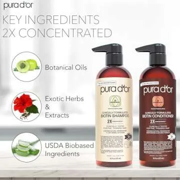 PURA D'OR Professional Grade Clinically Formulated Biotin Shampoo & Conditioner For Hair Thinning - ...