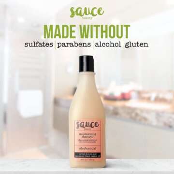 SAUCE BEAUTY Shampoo, Island Marinade Moisturizing Shampoo (10 Fl Oz) Anti Frizz Jamaican Black Castor Oil for Fine, Frizzy, Dry & Damaged Hair, Improves Hair Shine, Sulfate & Paraben-Free