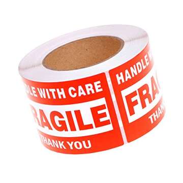 RBHK Fragile Stickers - 500 Durable Shipping Labels