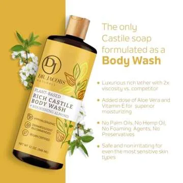 DR.JACOBS NATURALS Dr. Jacobs Naturals Pure Castile Liquid Soap - Natural Face and Body Wash, Almond...