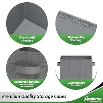 Fabric Storage Cubes for Cube Organizer - 6 Pack Heavy Duty Textured Light Grey Storage Bins - 13 Inch Cube Storage Bin, Use As A Clothes Storage Box, Baskets For Shelves or Cubbies Storage bins