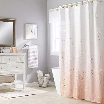 Chictie Gold Shower Curtain Hooks Rings,Set of 12 Brass Decorative Bling Metal Rustproof Shower Hangers Rings for Bathroom Curtains Rods Hollow Ball Design