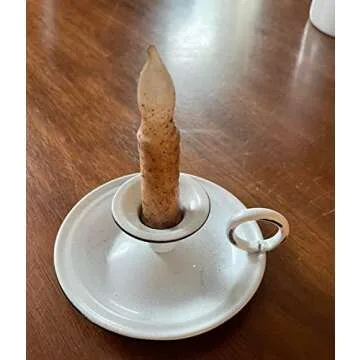 5 Inch White Enamel Taper Candle Holder for Vintage Style