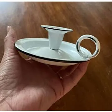 5 Inch White Enamel Taper Candle Holder for Vintage Style