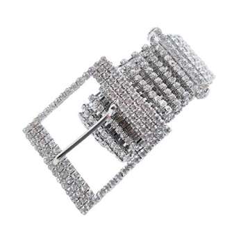 YYHJM Women's Crystal Rhinestone Chain Waist Buckle Belt Luxury Sparkling Sash Waistband Accessory,Silver