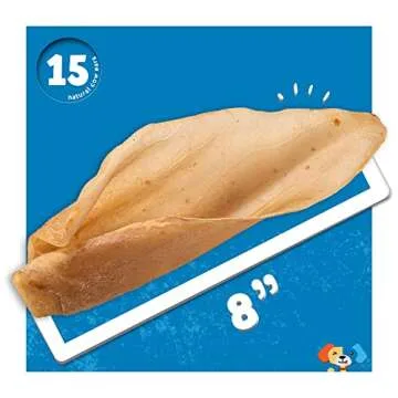 Jack&Pup Natural Cow Ears for Dogs Single Ingredient Dog Treat, Unbleached Healthy Dog Treats Natural Dog Treats for Medium Dogs with Chondroitin Joint Health for Dogs Cow Ear Dog Chews (15 Pack)