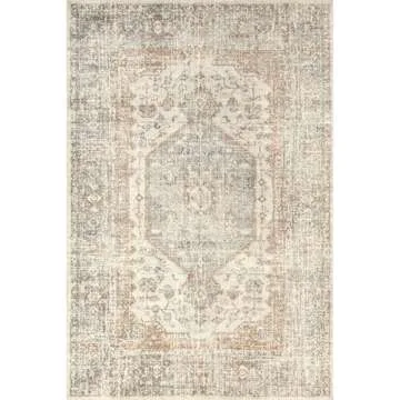 nuLOOM 8' x 10' SpinClean Machine Washable Stain-Resistant Area Rug with Non Slip Backing, Low Profile for Living Room, Bedroom, and Dining Room, Jacquie Light Grey