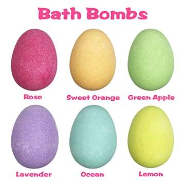 QINGQIU 6 Pack Easter Bubble Bath Bombs with Easter Squishy Toys Inside for Kids Girls Boys Easter B...