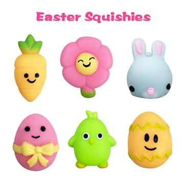 QINGQIU 6 Pack Easter Bubble Bath Bombs with Easter Squishy Toys Inside for Kids Girls Boys Easter Basket Stuffers Gifts