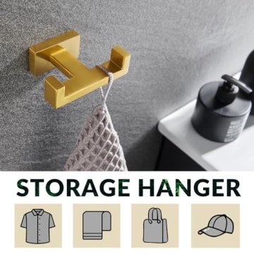 APLusee Double Robe Towel Hook in Luxurious Gold Style