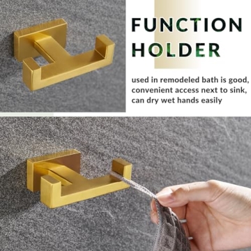 APLusee Double Robe Towel Hook in Luxurious Gold Style