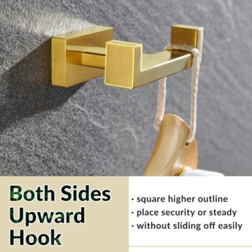APLusee Double Robe Towel Hook in Luxurious Gold Style