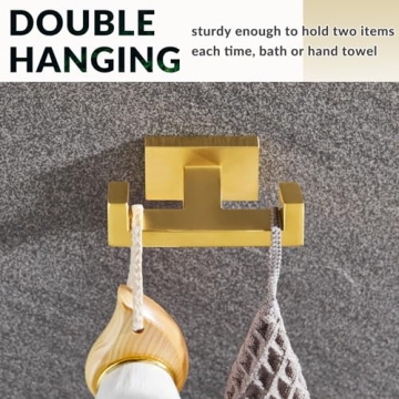 APLusee Double Robe Towel Hook in Luxurious Gold Style