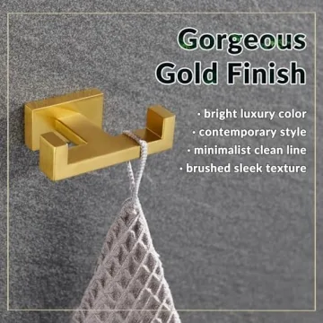 APLusee Double Robe Towel Hook in Luxurious Gold Style